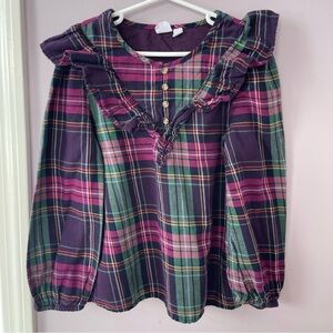 Gap Kids Long Sleeve Plaid Girls Top. Size XL